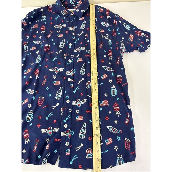 Tipsy Elves Shirt XL Blue Bomb Pop Fireworks Grill Button Up Short Sleeve Mens - Picture 6 of 7